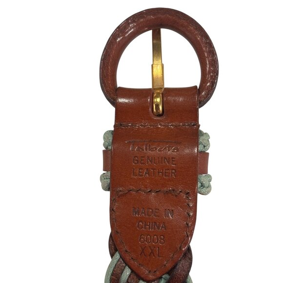 Talbots Woven Leather Belt Brown Green Braided Boho Western XXL 46 Long - Picture 9 of 12